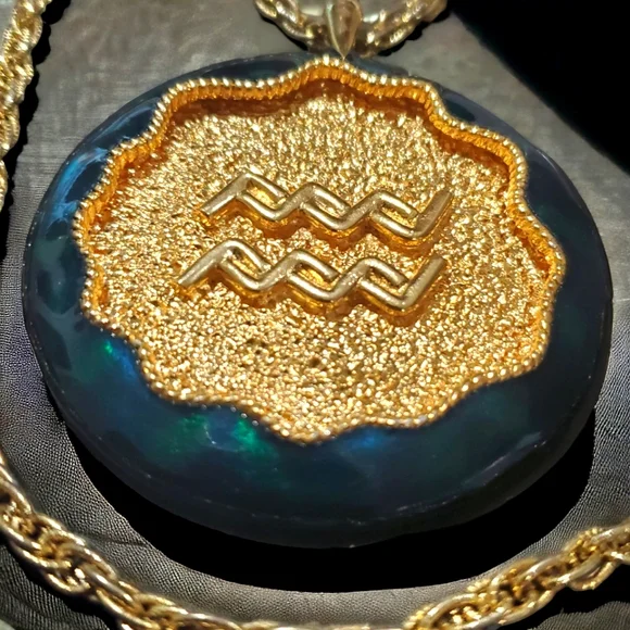 JOMAZ Rarest Aquarius Zodiac Enamel Necklace
